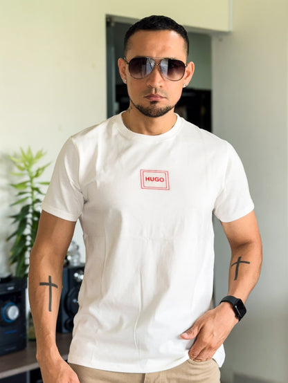 Polera Premium HUGO BOSS logo peque, color Blanco Perla
