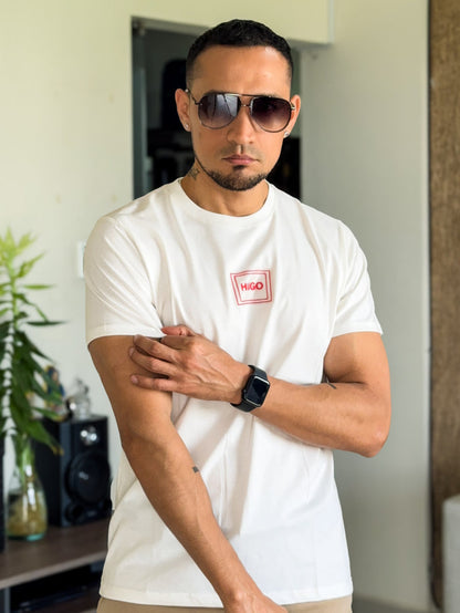 Polera Premium HUGO BOSS logo peque, color Blanco Perla