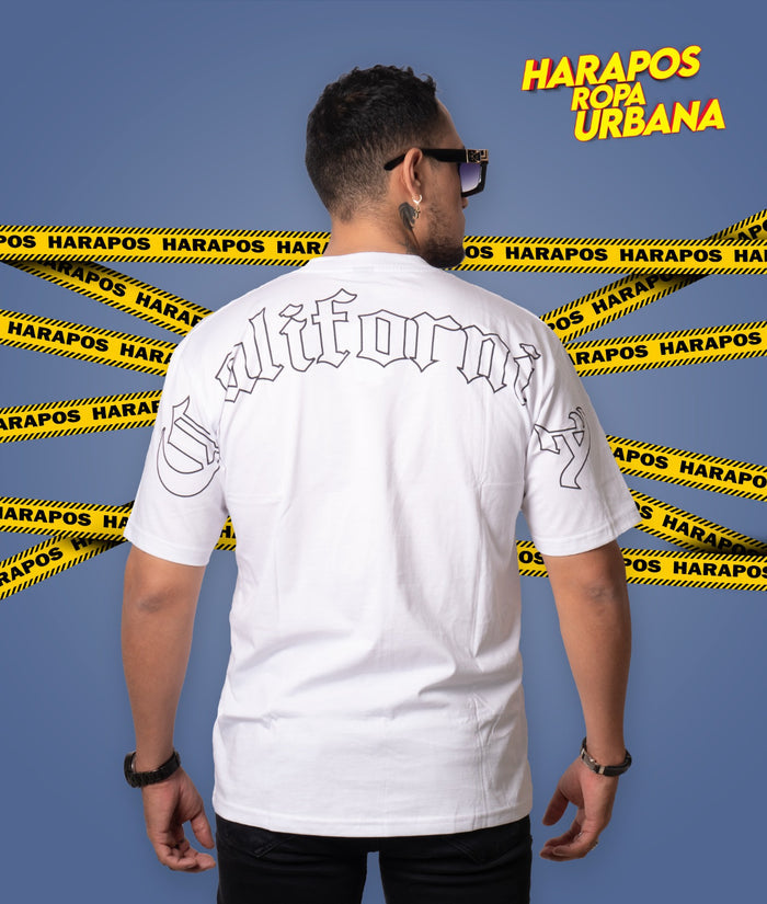 Polera roman oversize california blanca