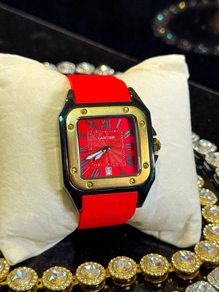 Reloj Cartier Santos Rojo