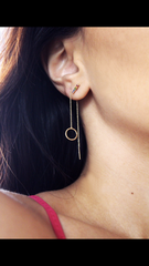 SAMPLE SALE 14K Gold Bar Rainbow Gemstone Earring