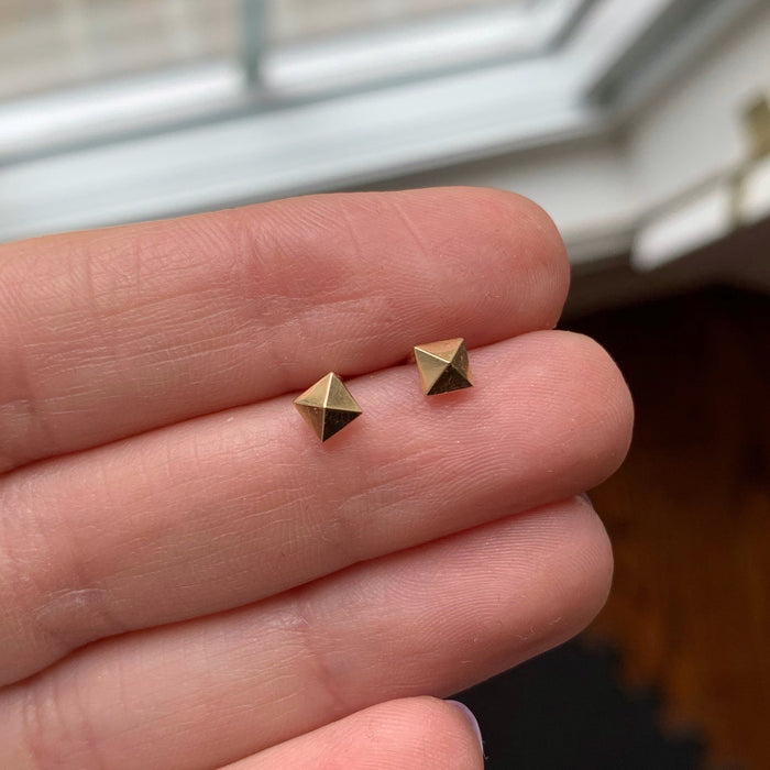 SAMPLE SALE 14K Gold Pyramid Stud