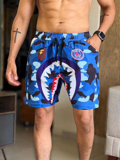 Short bape camuflado azul psg