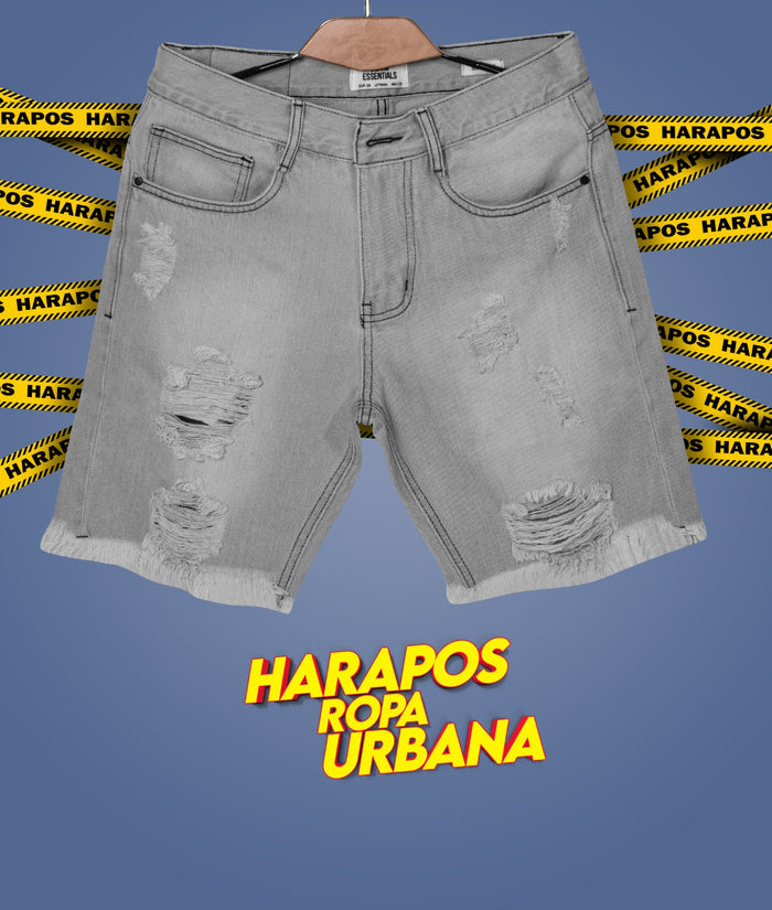 Short jean essentials plomo rasgado