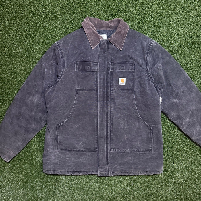 Vintage Carhartt Chore Jacket Quilted Black C03 - 50
